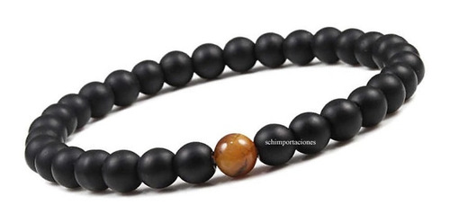 Pulseras De Distancia Ojo De Tigre + Ónix Mate -2 Pulseras
