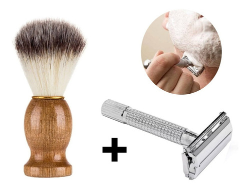 Kit Barbería Rastrillo Mariposa Clásico + Brocha De Afeitar