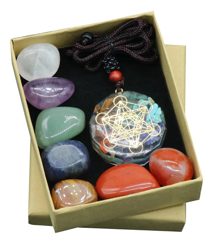 Set De Siete Chakras Con Aura Natural, Cristales Mixtos, Cur