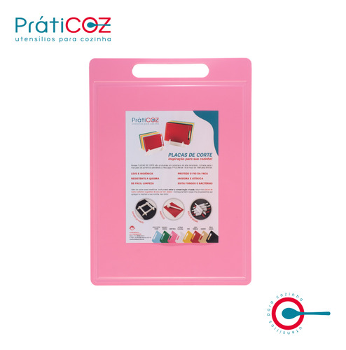 Tábua Placa Corte Polietileno 24 X 17 X 0,8 Cm Rosa