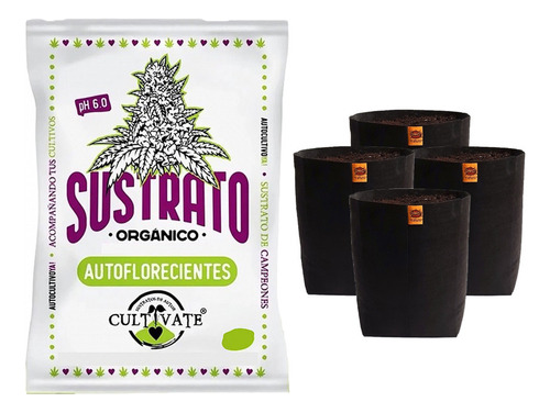 Sustrato Cultivate Auto 80lt Con Maceta Omg 20lts 4 Unidades