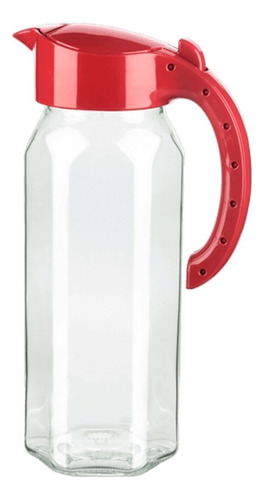 Jarra De Vidrio 1.5 Litros Para Agua Jugos Bebidas Titiz Color Rojo