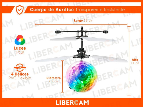 Imagen 4 de 10 de Bola Voladora Helicoptero Dron Esfera Luz Rgb Juguete Usb