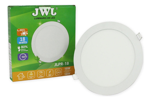 Plafón Led 18w Empotrable Redondo Slim Luz Blanca 5 Pz Jwj