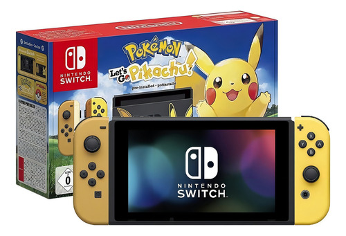 Nintendo Switch 32GB Pikachu & Eevee Edition with Pokémon: Let's Go, Pikachu! + Poké Ball Plus cor preto y amarelo