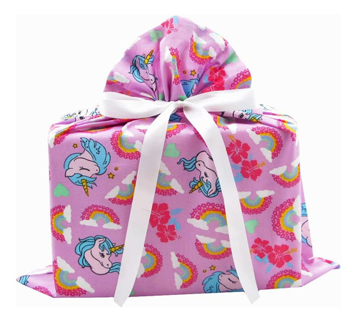 Vzwraps Bolsa De Regalo De Tela Reutilizable De Unicornios Y
