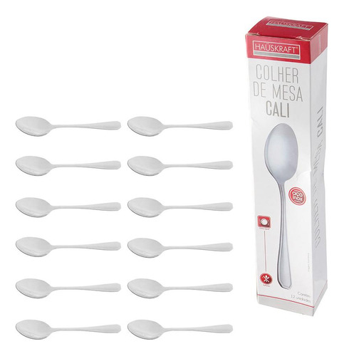 Cj De Colheres De Mesa Inox 12pçs- Talheres Cor do cabo Cinza