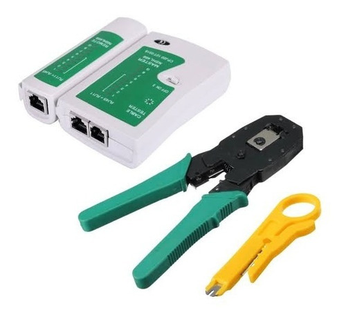 Kit Crimpeador + Testeador + Pelacables + 12adaptadores Rj45