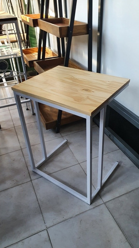 Mesa Auxiliar Arrime Estilo Industrial 60x40x65cm Doble Pata