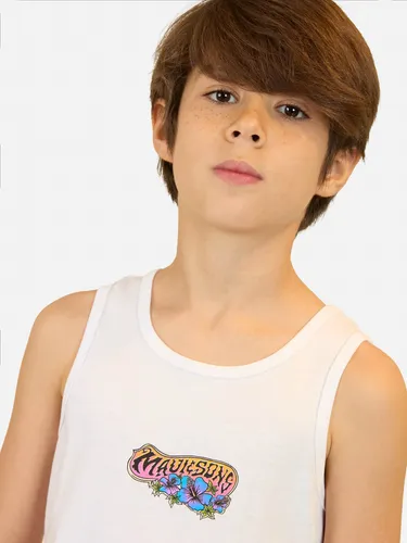 Polera S/m Felix Blanco Niño Maui And Sons