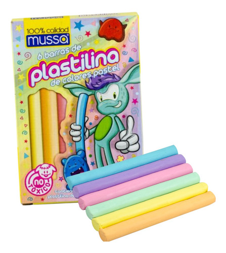 Plastilina Escolar C/ 6 Colores Pastel Caja Mayoreo 24 Pzs Pastel