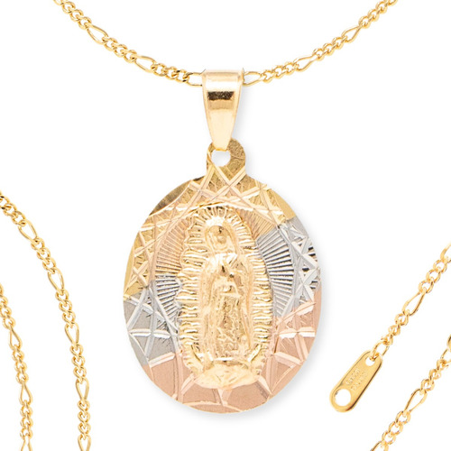 Collar Con Medalla De Virgen De Guadalupe Chapa Oro 22k Dama