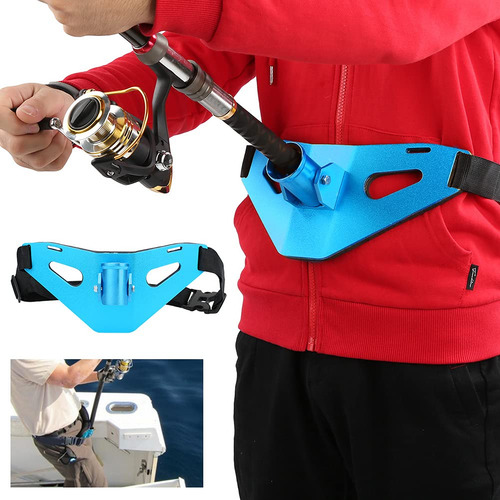 Cinturón De Pesca Ajustable Acolchado Soporte Caña Azul