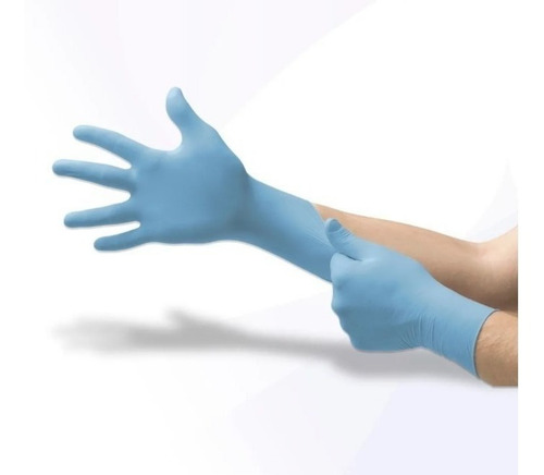 Imagem 4 de 5 de Luvas descartáveis antiderrapantes Volk do Brasil Sensi soft cor azul tamanho GG de nitrilo x 100 unidades