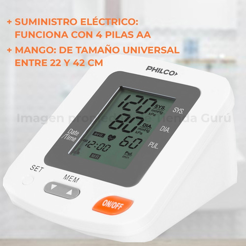 Imagen 4 de 6 de Tensiómetro Digital Philco De Brazo 60 Memorias Bk6032
