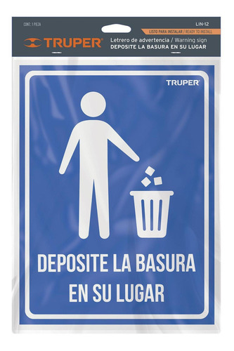Letrero Señalización'deposite La Basura En Su Lugar',21x28cm
