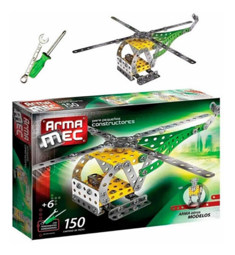 Imagen 3 de 5 de Juego Mecano Armamec 150 Pzs Metálicas Helicóptero La Plata