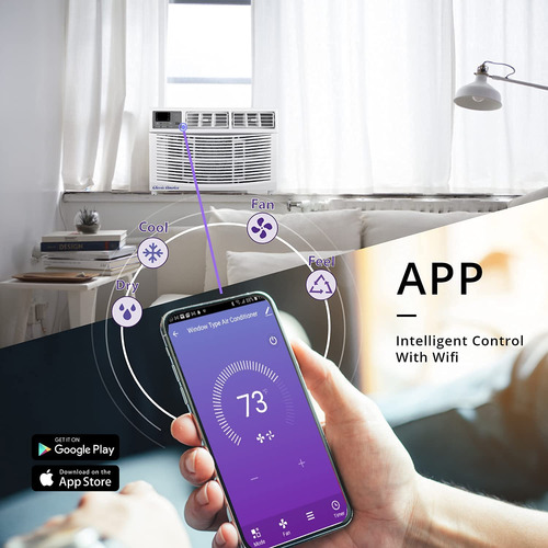 Aire Acondicionado 8000 Btu Wifi Alexa Ahorro Energía Ventan Blanco