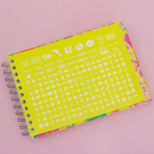 Cuaderno Bitacora De Viaje Con Stickers Y Señalador Color Worldmap Negra