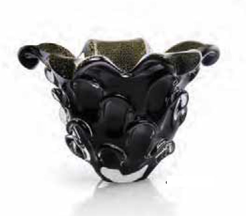 Cachepot Cristal Murano Po Ouro 24k Preto 21x35cm Sao Marco1