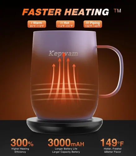 Taza De Café Autocalentable Kepwam 470 Ml Smart Temperature