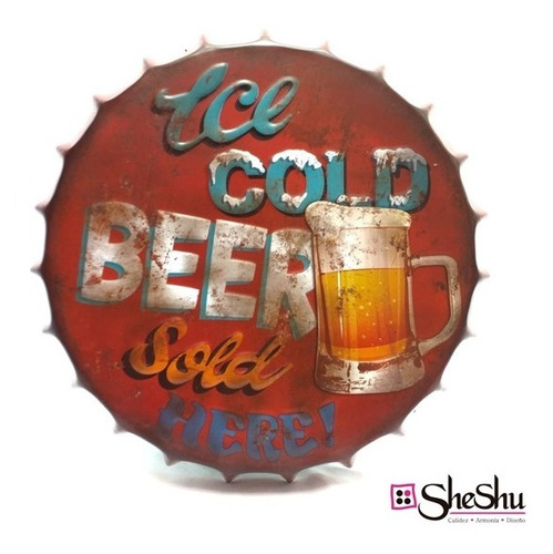 Cuadro Chapa Decorativa Tapa Vintage Beer - Sheshu Home