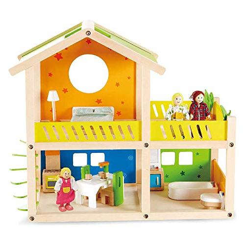 Juego De Casa De Muñecas De Madera Niños Happy Villa ...