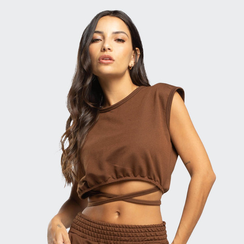 Cropped De Amarrar Moletim Manga Curta Moda Casual Feminina