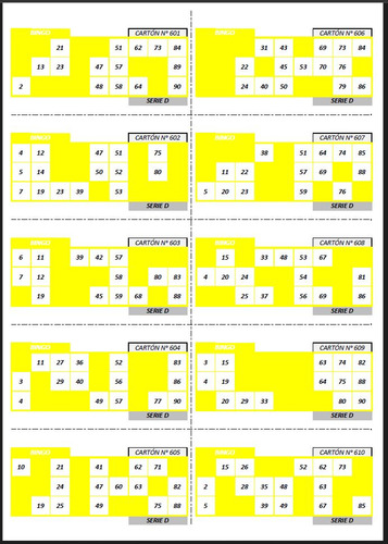 10000 Cartones De Bingo En 5 Series - Pdf Para Imprimir