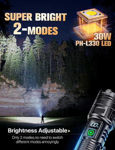 Linterna Recargable Led 1000000 Lúmenes 2 Modos 10 Horas