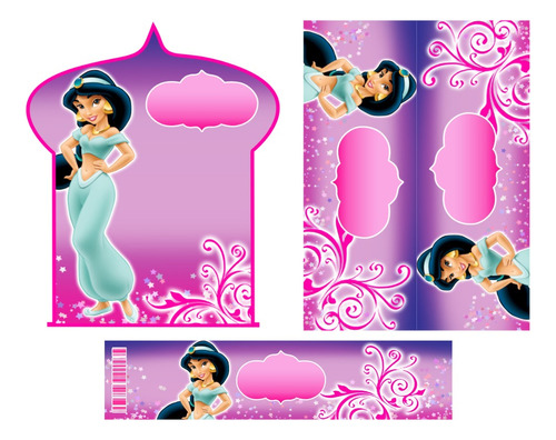 Kit Imprimible Cumpleaños Princesa Jasmin Aladino 