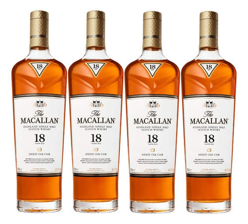 Pack De 4 Whisky The Macallan 18 Años Sherry Oak 700 Ml