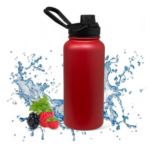 Botella Termo De Acero Inoxidable Mantiene Frío Y Caliente Rojo