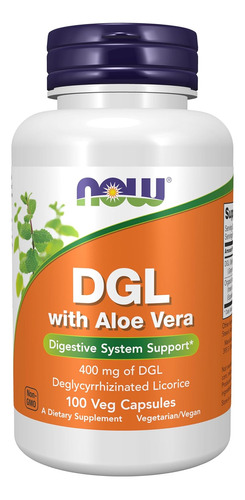 Dgl 400 Mg Aloe Vera Regaliz Deglicirricinado Now 100 Cap