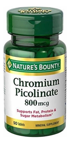 Picolinato De Cromo 800mcg - Nature's Bounty - 50 Tablets