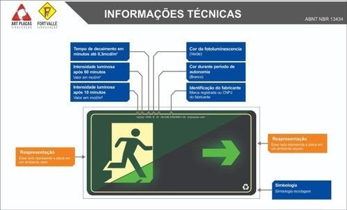Placa Fotoluminescente Combate A Incêndio / Kit 96 Placas