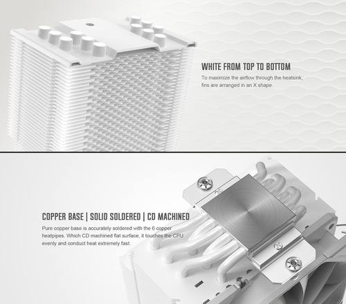 Imagen 7 de 9 de Cooler Cpu Id-cooling Se-226-xt Argb Snow 250 W Tdp Blanco !