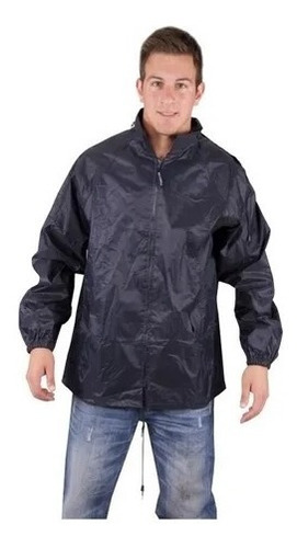 Campera Unisex De Lluvia Impermeable Con Capucha Nylon Pvc 