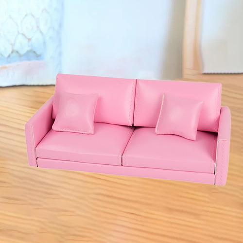 Sofá De Lujo En Miniatura Para Casa De Muñecas, Rosa