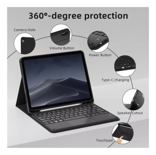 Funda Con Teclado Negro Para iPad Air 4ta/5ta 10.9 Español