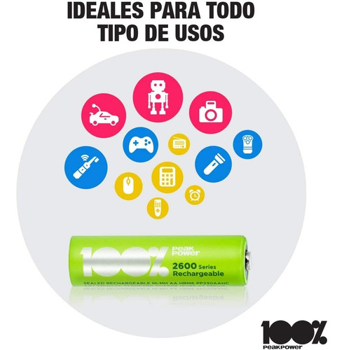 Baterias Pilas Aa Peakpower 2300mah Recargables