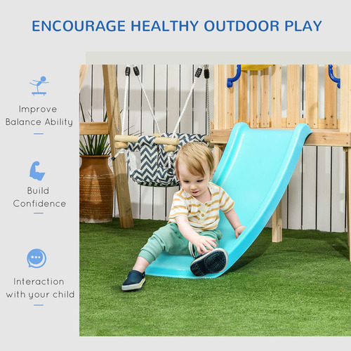 Columpio De Madera Y Tobogán 3 En 1 Para Exterior, Niños 1.5 Madera Natural