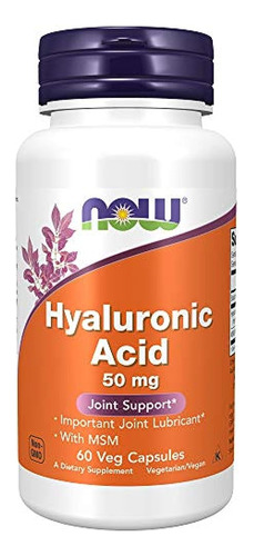 Now Supplements, 50 Mg De Ácido Hialurónico Con Msm, Apoyo A