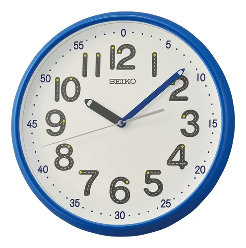 Reloj De Pared Seiko Shuyona 30 Cm Azul Para Niños Con Quart