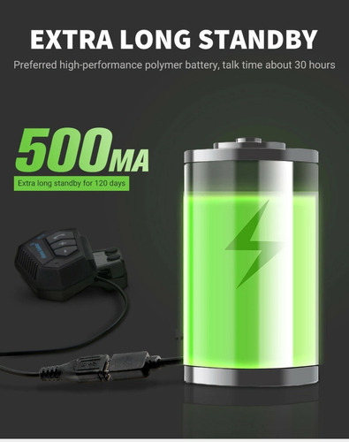 Imagen 5 de 10 de Auricular Manos Libres Casco Moto Bluetooth Batería 500mah