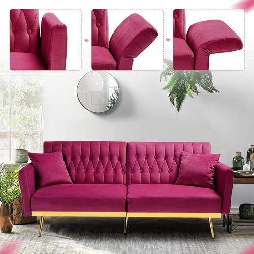 Sofa Cama Terciopelo Biplaza Ajustable Convertible Acmease