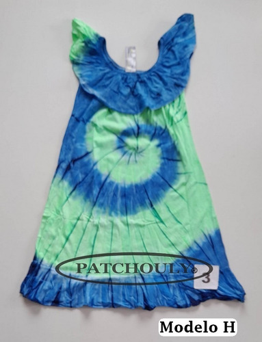 Imagen 4 de 8 de Vestido Solero Batik Tie Dye 100% Algodón Artesanal Modelo H