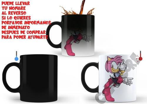 Taza Magica Sonic Amy Rose Sega Puede Llevar Nombre #7