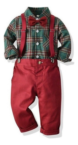 Traje De Bebé Niño Camisa Pantalones Con Tirantes Conjuntos