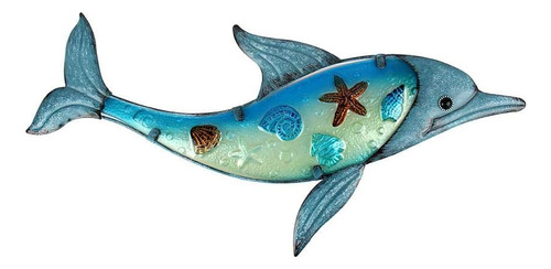 Metal Dolphin Wall Art Outdoor Glass Sculpture Hanging ...